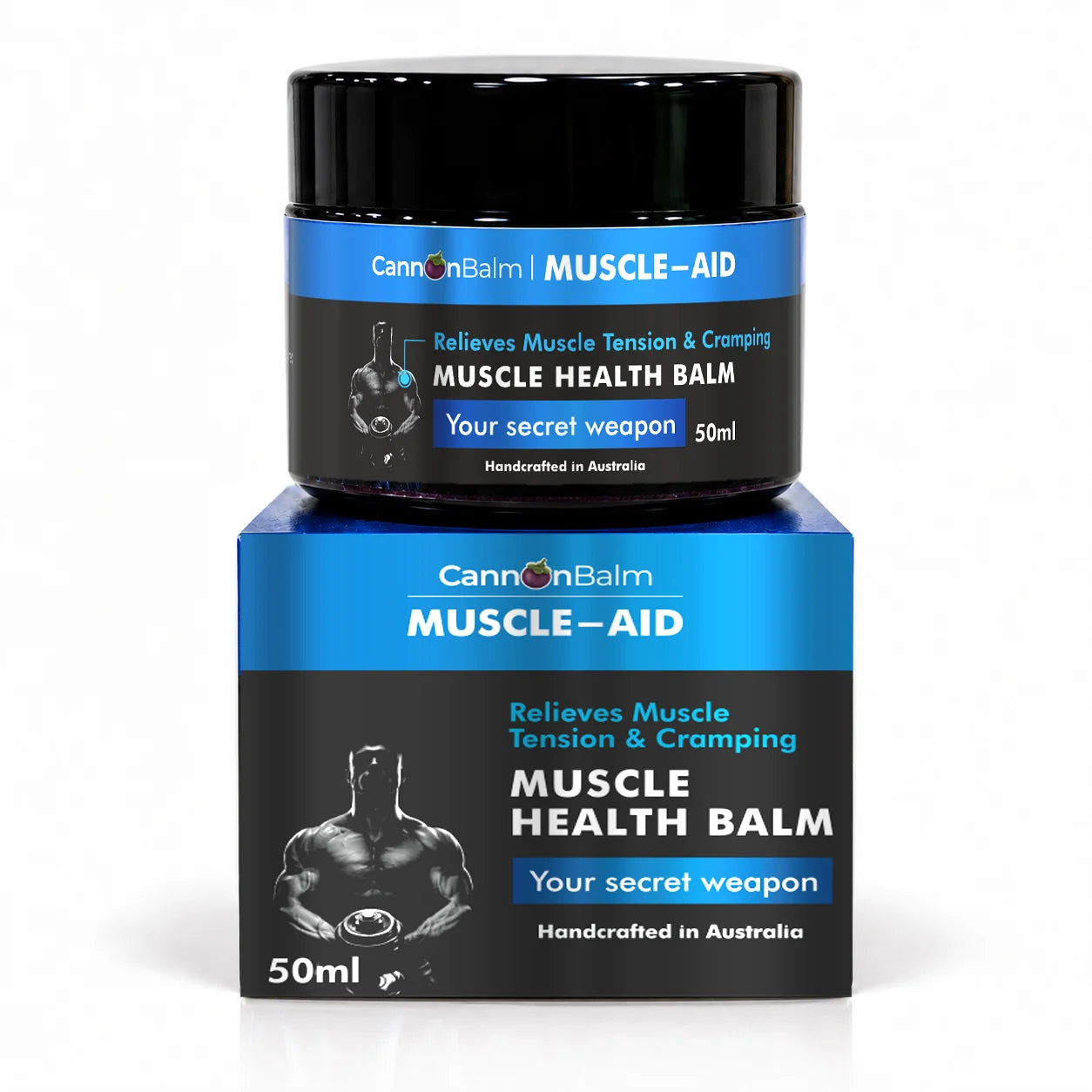 MUSCLE-AID 50 mL jar and box